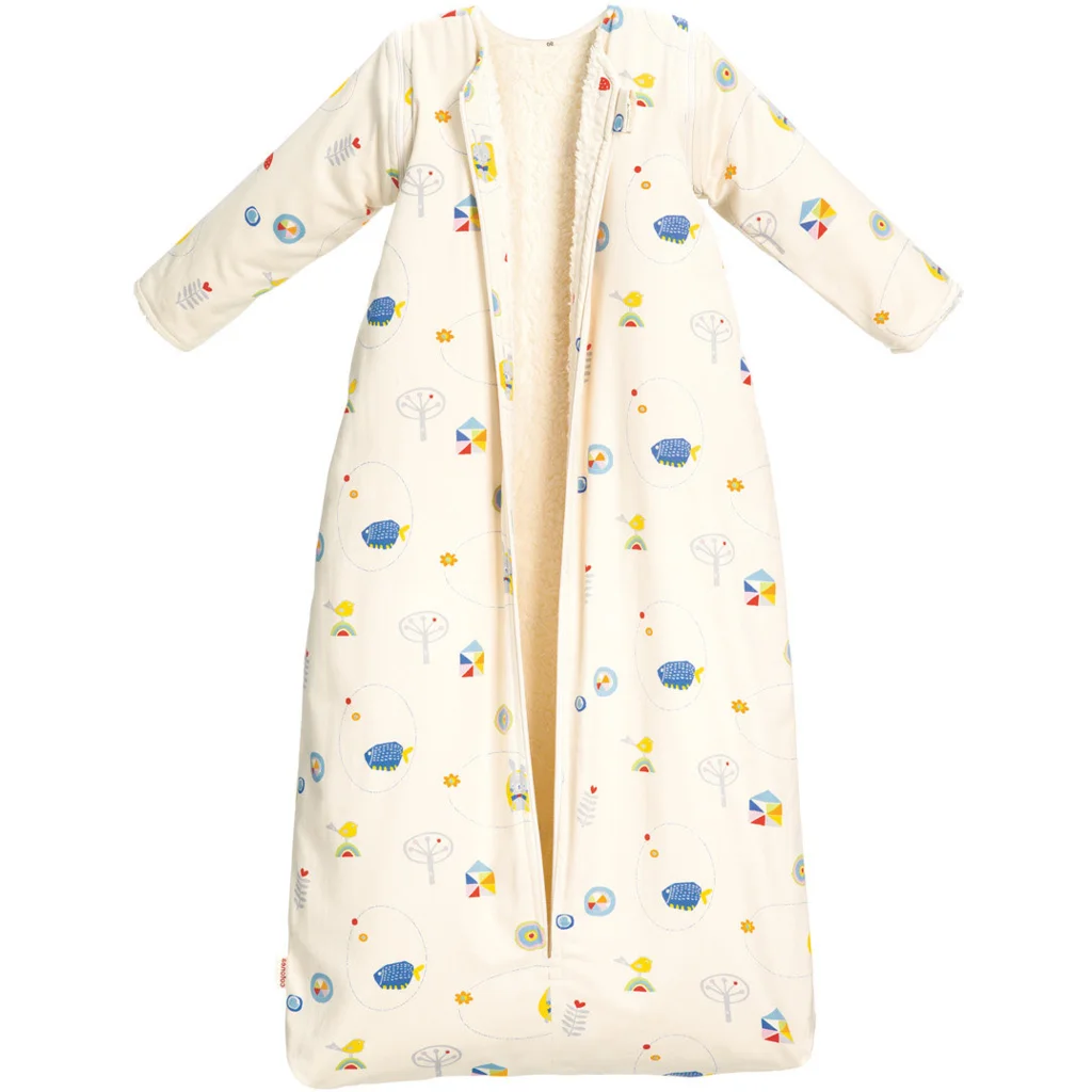 Bio Satin Baby-Schlafsack Hase mit Teddyplüschfutter und abnehmbaren Ärmeln  in Muster Hase von Cotonea Größe 130 (ca. 140 cm)