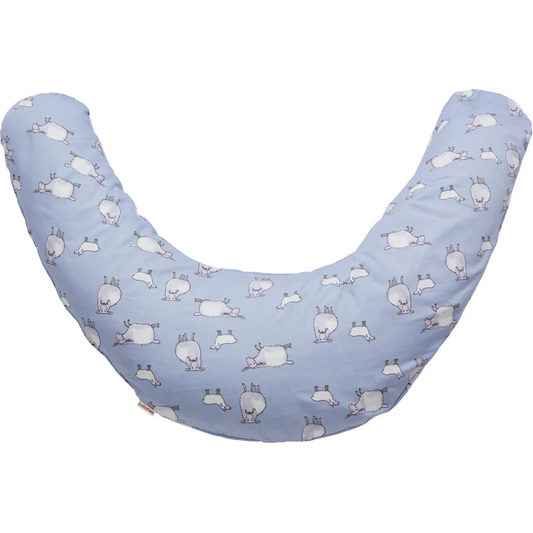 Bio Satin Baby-Stillkissen Ersatzbezug Schäfchen in Muster Schäfchen von Cotonea Größe 36x180 cm