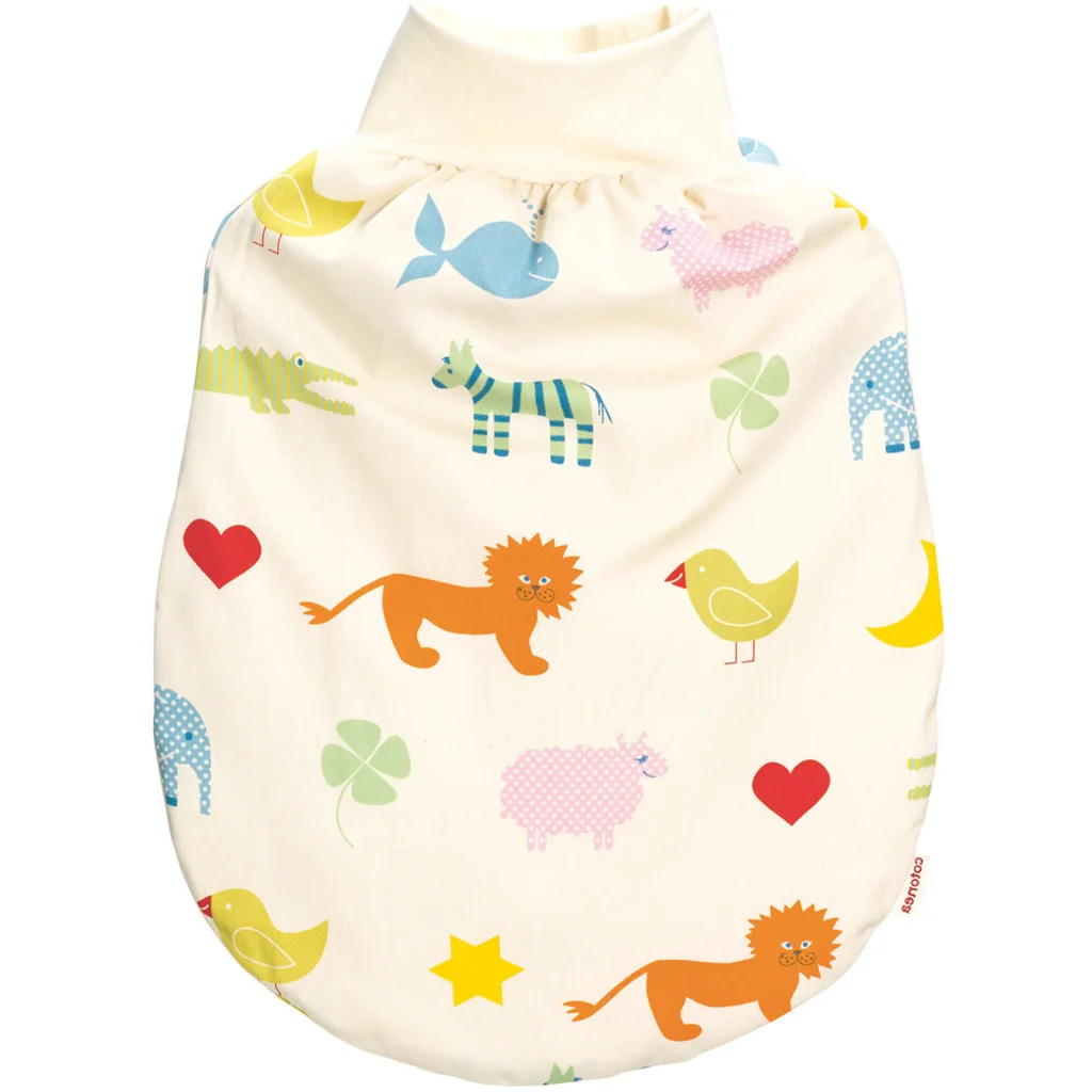 Bio Satin Baby-Strampelsack Arche Noah mit Teddyplüschfutter in Muster Arche Noah von Cotonea Größe 35x50 cm