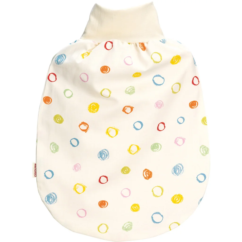 Bio Satin Baby-Strampelsack Kritzelkreise mit Flanellfutter in Muster Kritzelkreise von Cotonea Größe 35x50 cm