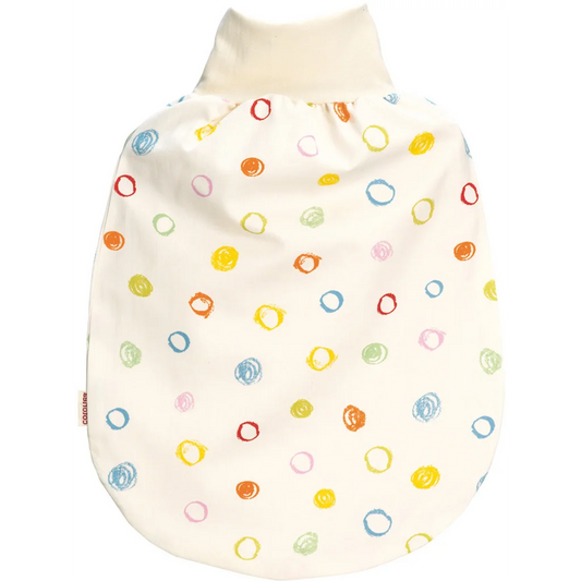 Bio Satin Baby-Strampelsack Kritzelkreise mit Teddyplüschfutter in Muster Kritzelkreise von Cotonea Größe 35x50 cm