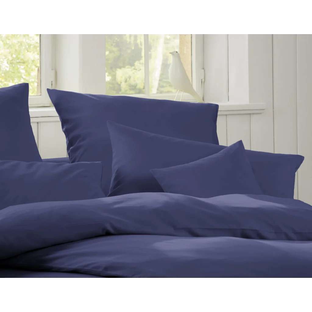 Bio Satin Bettwäsche Classic Garnitur in Azurblau Blau von Cotonea Größe 135x200 + 80x80 cm