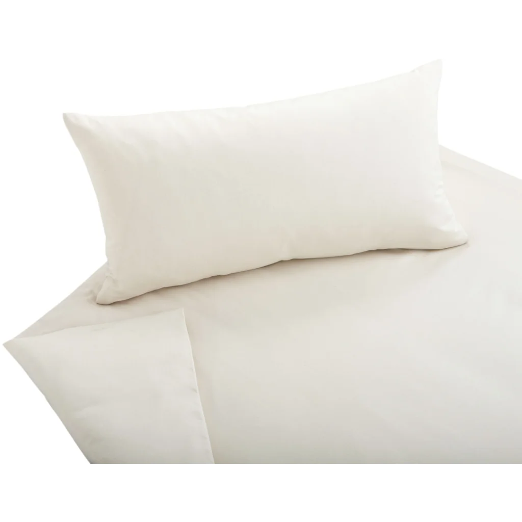 Bio Satin Bettwäsche Classic Garnitur in Creme von Cotonea Größe 135x200 + 40x80 cm