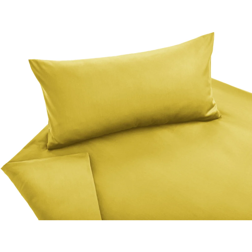 Bio Satin Bettwäsche Classic Garnitur in Curry Gelb von Cotonea Größe 155x220 + 40x80 cm
