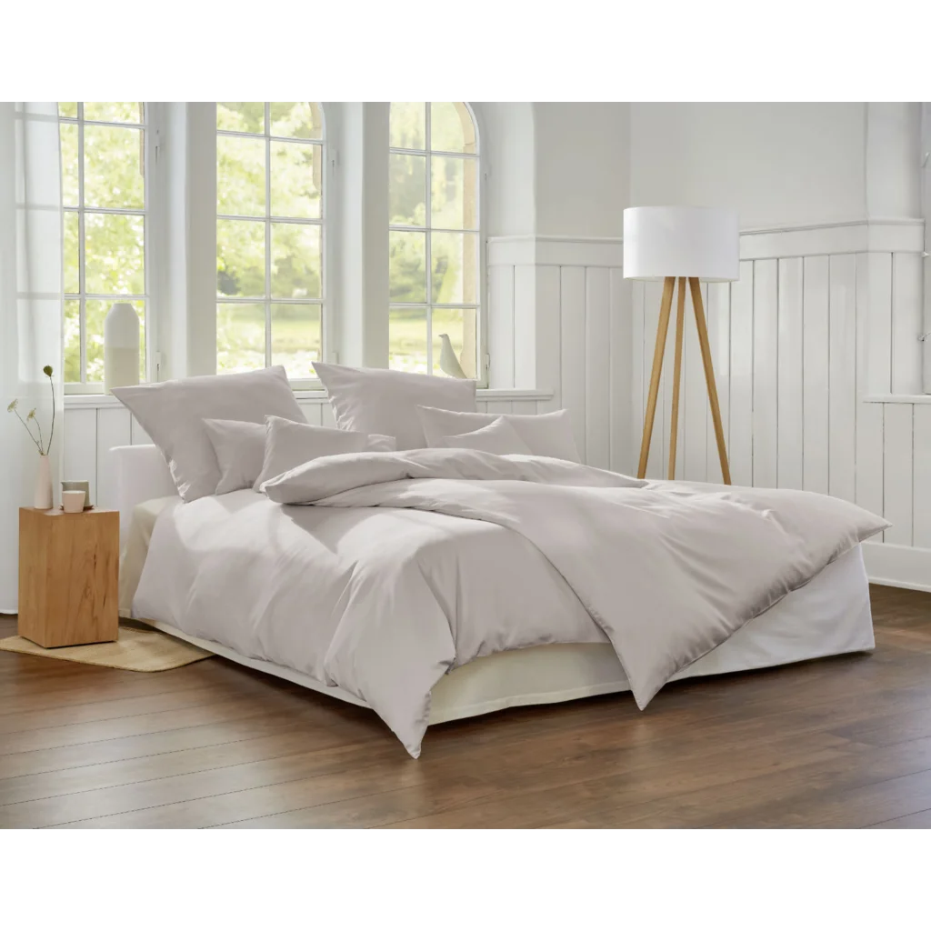 Bio Satin Bettwäsche Classic Garnitur in Kaschmir Beige von Cotonea Größe 135x200 + 80x80 cm
