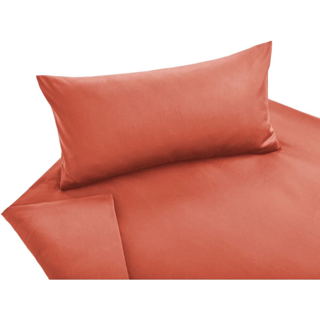 Bio Satin Bettwäsche Classic Garnitur in Orange von Cotonea Größe 135x200 + 80x80 cm