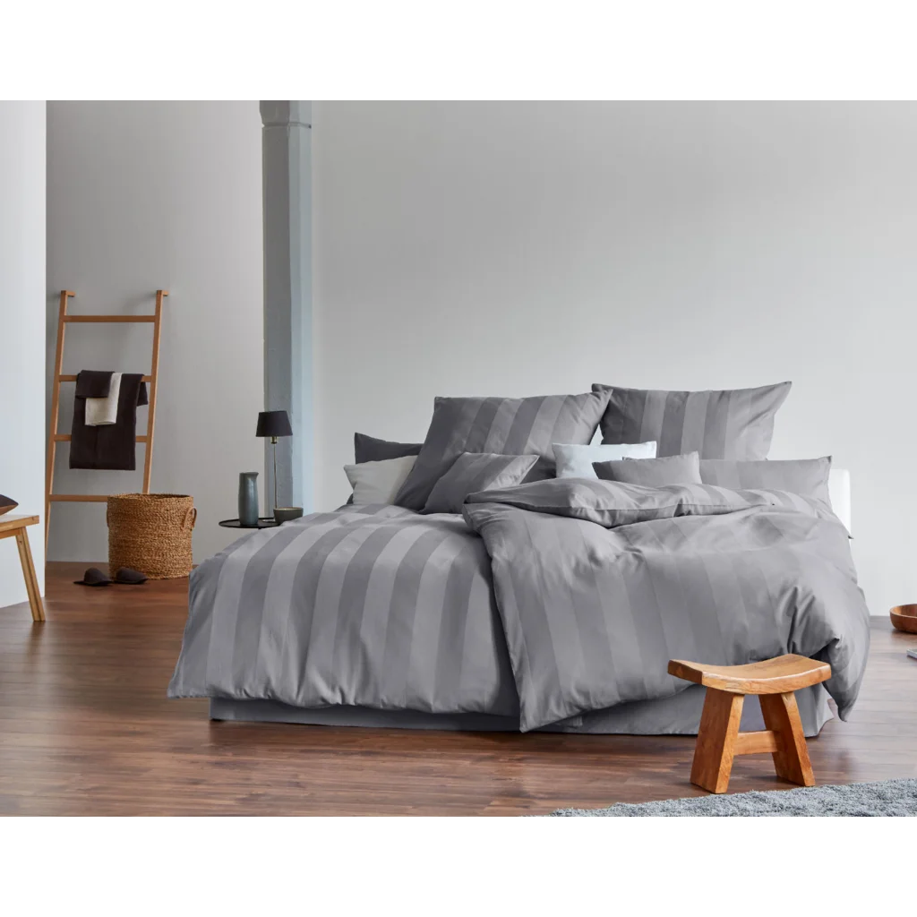 Bio Satin Bettwäsche Superbe Kissenbezug in Platin Grau von Cotonea Größe 40x80 cm