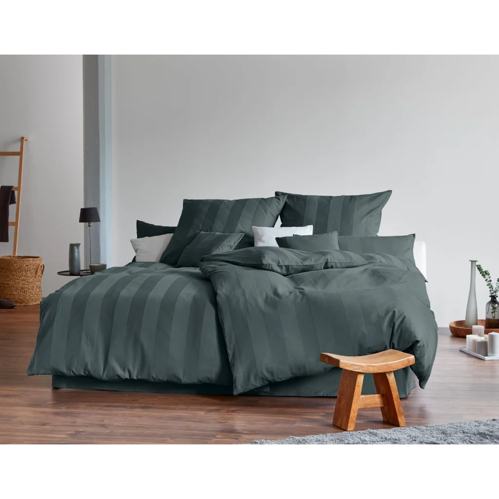 Bio Satin Bettwäsche Superbe Kissenbezug in Tinte Grün von Cotonea Größe 40x80 cm
