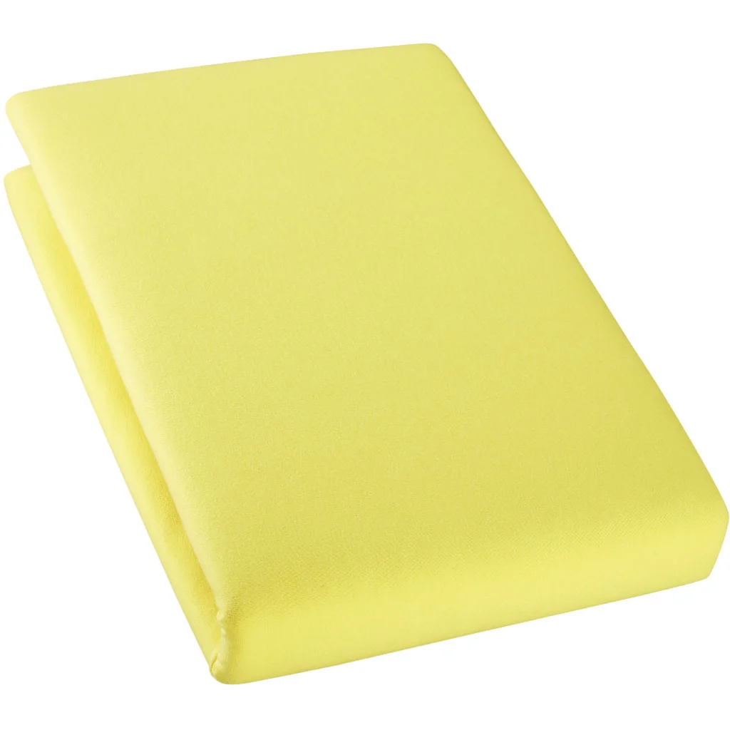 Bio Single-Jersey Spannbettlaken für Boxspringbetten in Standardgröße und Überlänge - Doppelbett in Gelb von Cotonea Größe 180-200 x 220 cm