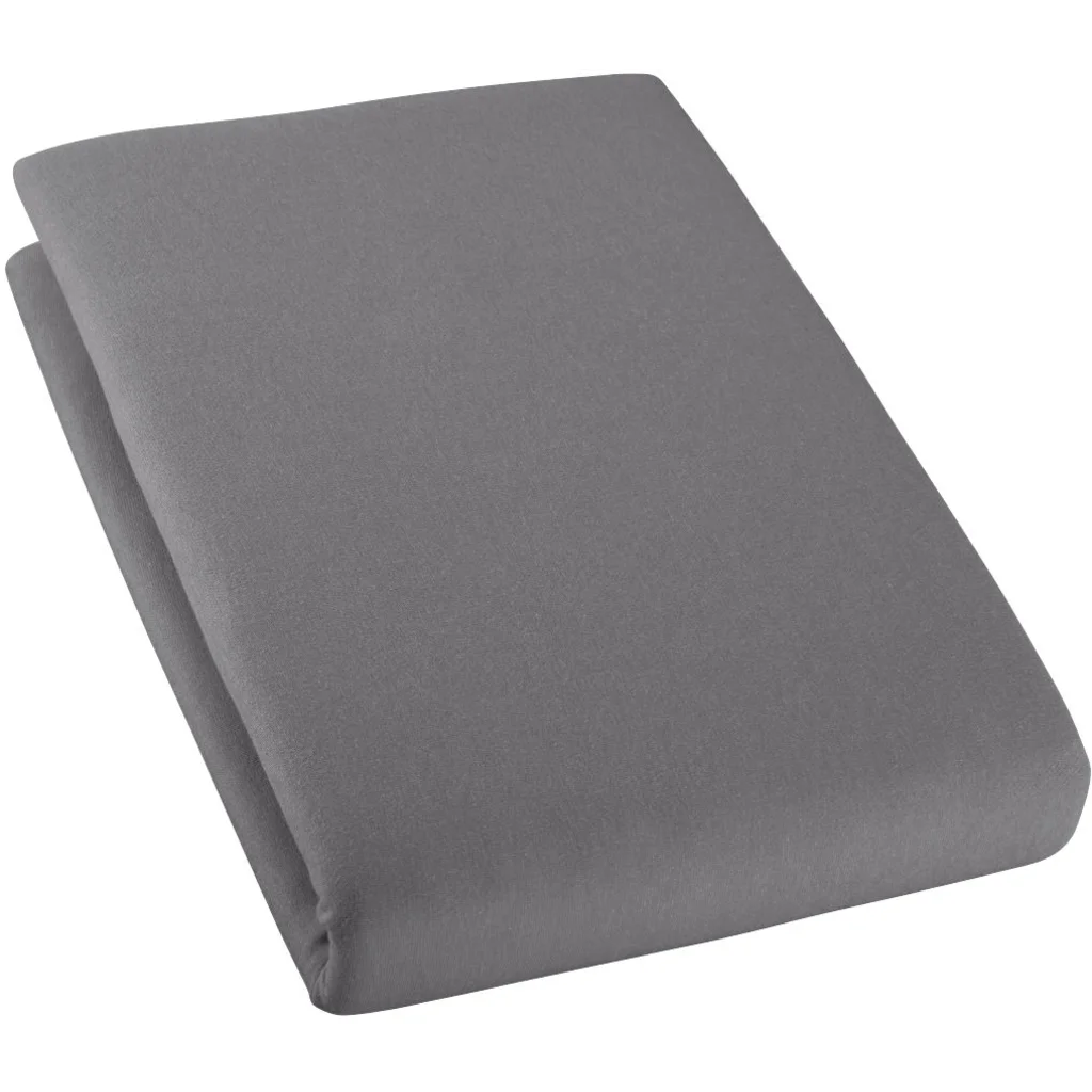 Bio Single-Jersey Spannbettlaken für Boxspringbetten in Standardgröße und Überlänge - Doppelbett in Platin Grau von Cotonea Größe 180-200 x 220 cm