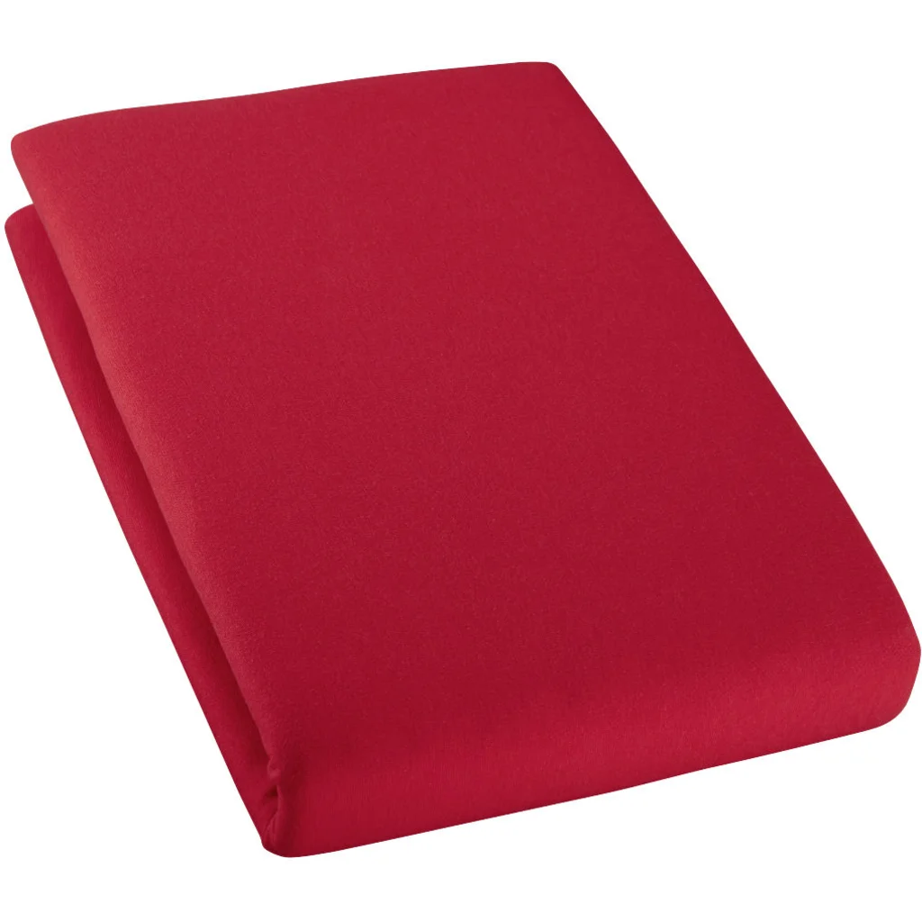 Bio Single-Jersey Spannbettlaken für Boxspringbetten in Standardgröße und Überlänge - Doppelbett in Rot von Cotonea Größe 180-200 x 220 cm