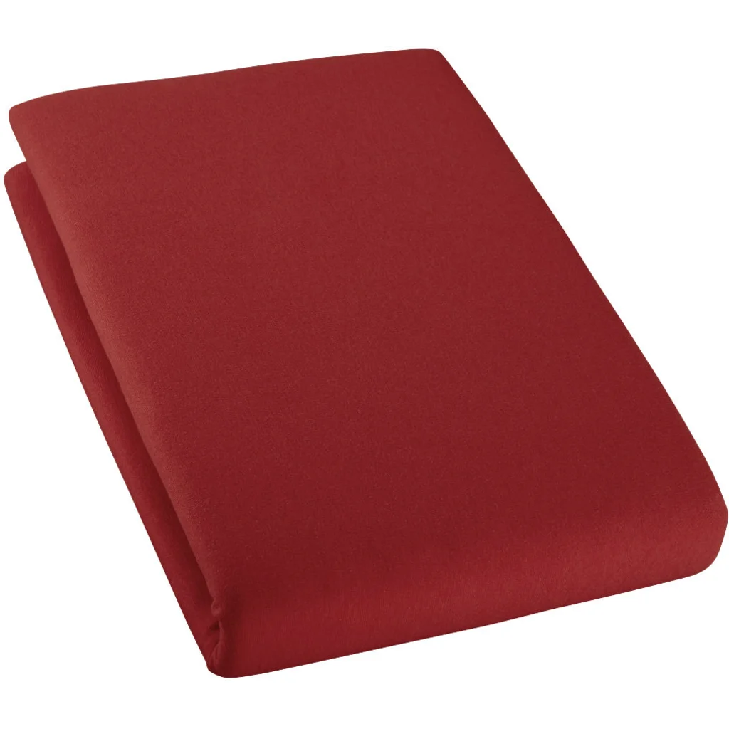 Bio Single-Jersey Spannbettlaken für Boxspringbetten in Standardgröße und Überlänge - Doppelbett in Rotwein Rot von Cotonea Größe 180-200 x 220 cm