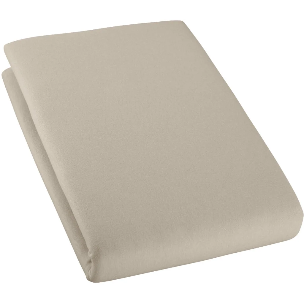 Bio Single-Jersey Spannbettlaken für Boxspringbetten in Standardgröße und Überlänge - Doppelbett in Sand von Cotonea Größe 180-200 x 220 cm