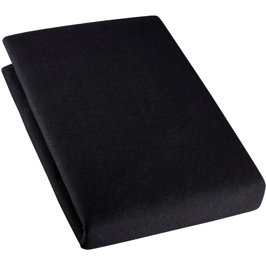 Bio Single-Jersey Spannbettlaken für Boxspringbetten in Standardgröße und Überlänge - Doppelbett in Schwarz von Cotonea Größe 180-200 x 220 cm