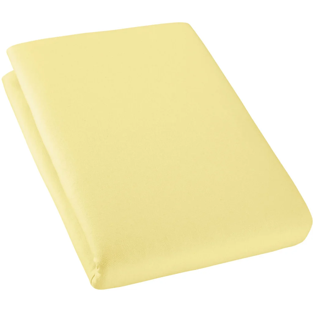 Bio Single-Jersey Spannbettlaken für Boxspringbetten in Standardgröße und Überlänge - Doppelbett in Sonnengelb Gelb von Cotonea Größe 180-200 x 220 cm