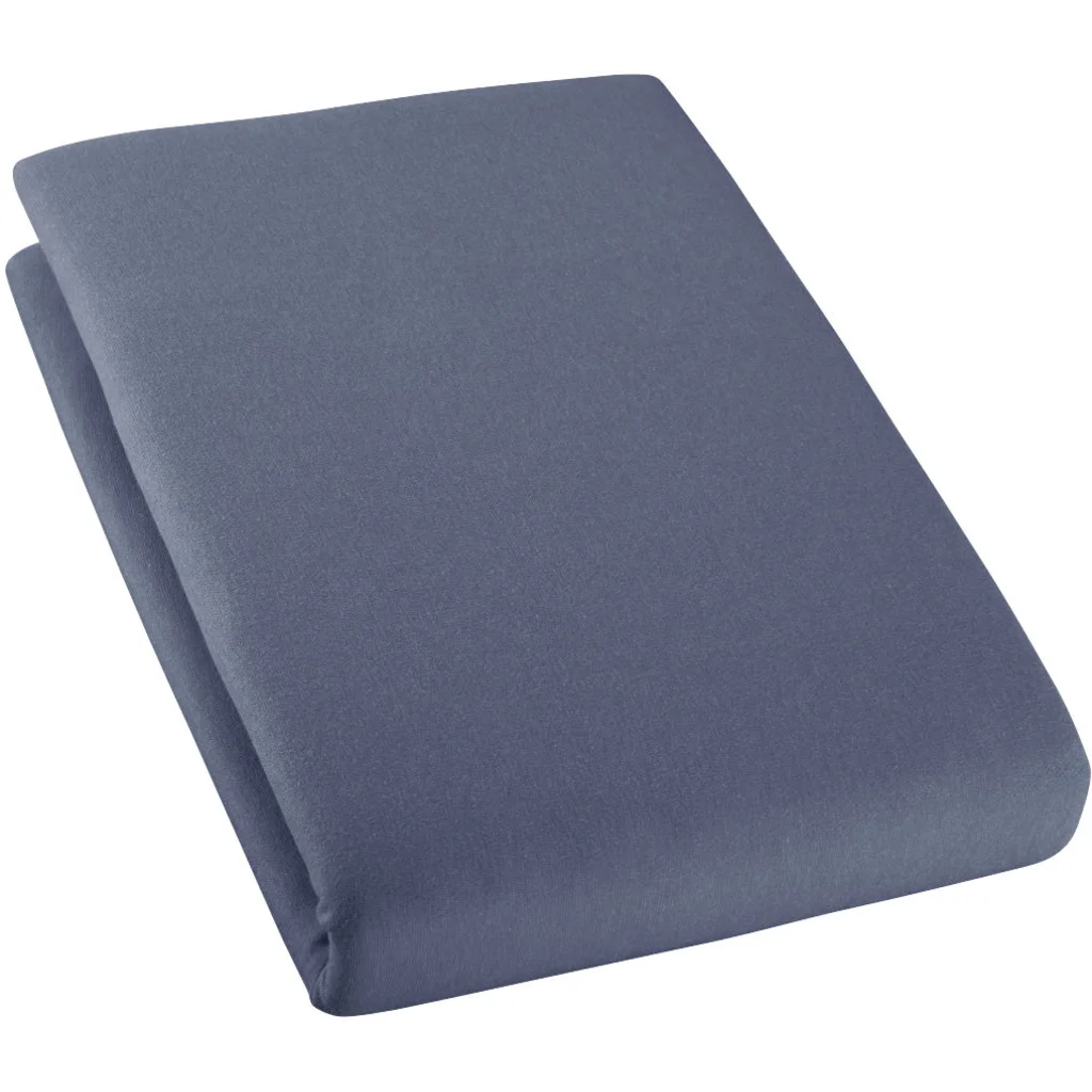 Bio Single-Jersey Spannbettlaken für Boxspringbetten in Standardgröße und Überlänge - Doppelbett in Steinblau Blau von Cotonea Größe 180-200 x 220 cm