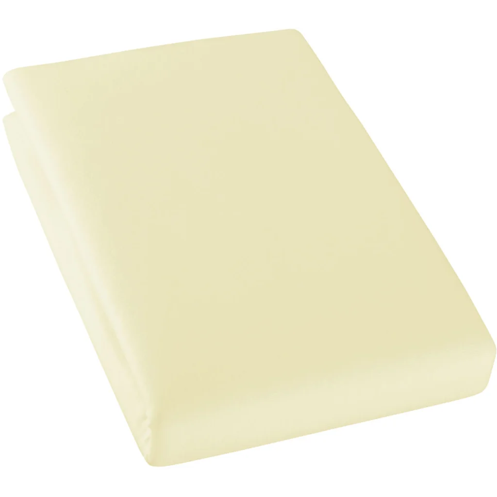 Bio Single-Jersey Spannbettlaken für Boxspringbetten in Standardgröße und Überlänge - Doppelbett in Vanille Gelb von Cotonea Größe 180-200 x 220 cm