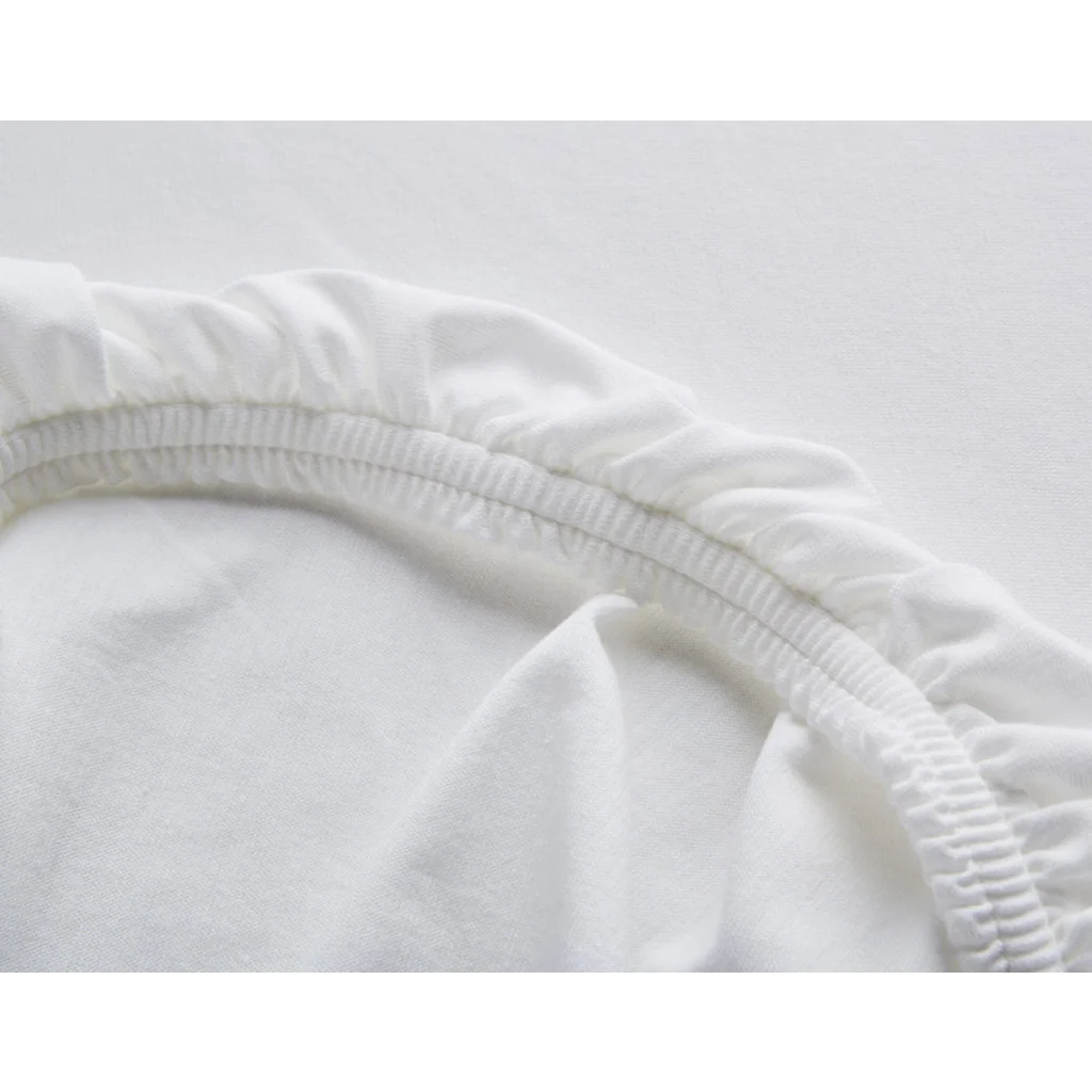 Bio Single-Jersey Spannbettlaken für Boxspringbetten in Standardgröße und Überlänge - Doppelbett in Weiß von Cotonea Größe 180-200 x 220 cm