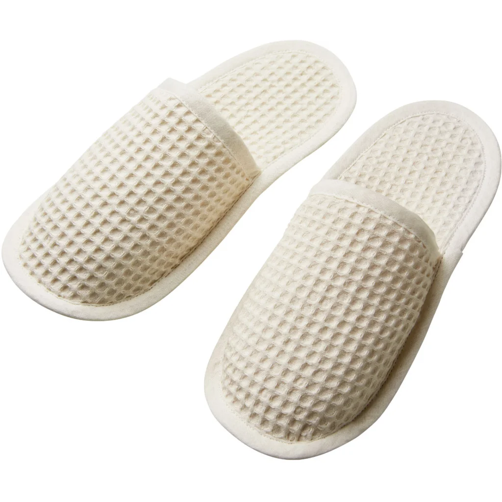 Bio Waffelpiqué Slipper in Creme von Cotonea Größe S (37-39)