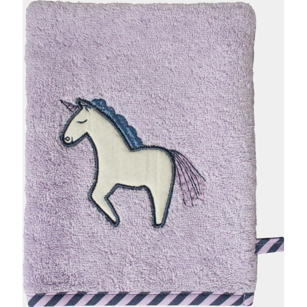 Frottier Baby-+Kinder-Waschhandschuh Einhorn in Flieder Muster Einhorn von KATHA covers Größe 16x21 cm